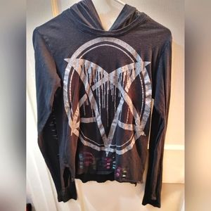 Current Mood Pentagram hooded long sleeve shirt
